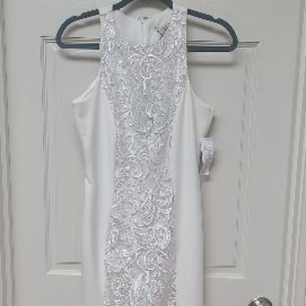 NWT White Dress with Lace Overlay in Front - NY & Company Size XS